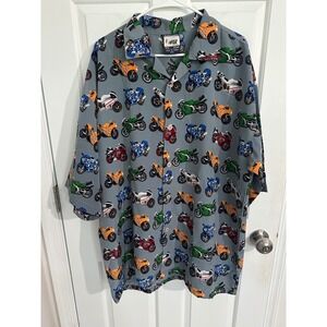 Vintage iFOX Racing Motorcycle Button Up Shirt Mens‎ XXL Novelty Biker